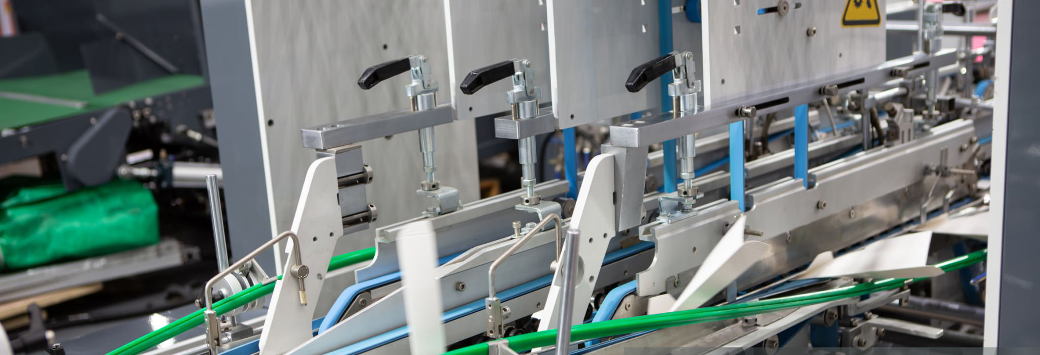Production of automatic box folder gluer machine for box or carton packaging. Printing industry